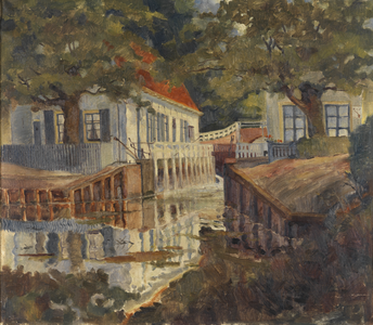 804906 Gezicht vanuit het westen op de Stadsdam (schutsluis) in de Leidsche Rijn te De Meern met links het ...